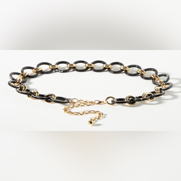Anthropologie Resin Hoop Chain Belt in Black NEW